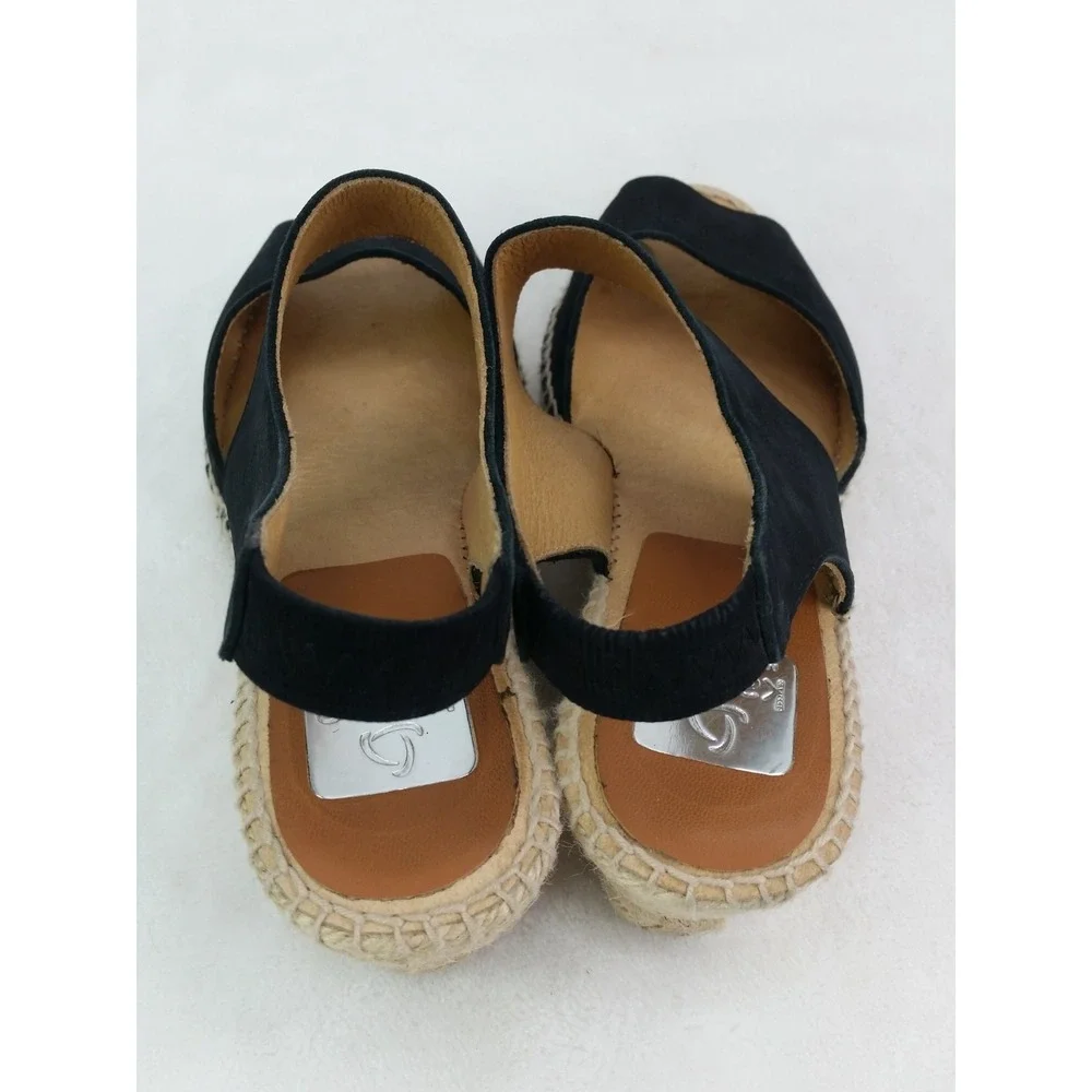 Women's Kanna Espadrilles Wedges Sandals Shoes Black Made In Spain Size 42 US 10